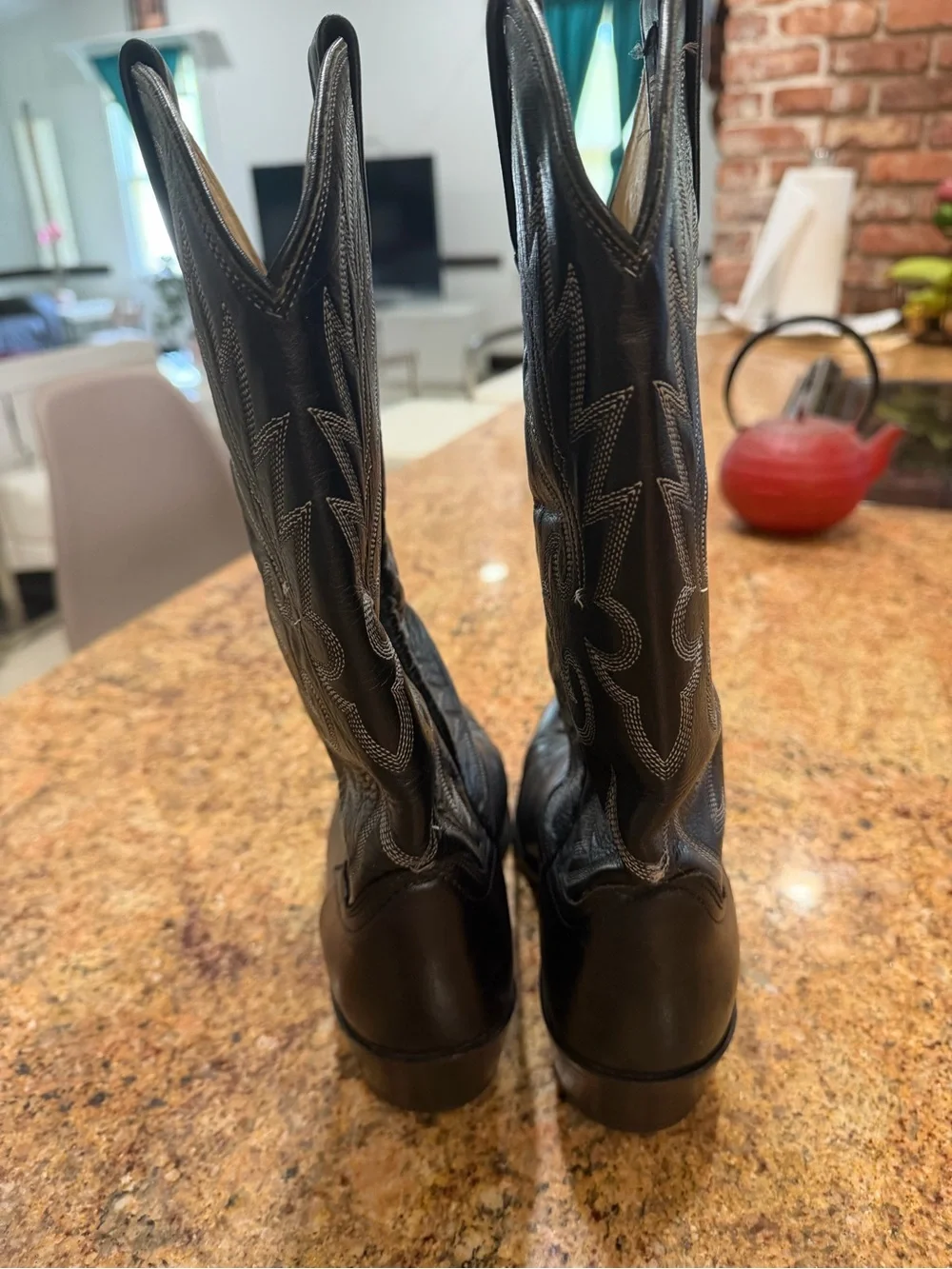 Dan Post Black Leather Western Cowboy Boots Mens Size 8D Vintage 16791